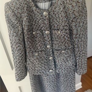 Veronica Beard Multicolor Tweed Blazer and Skirt Set